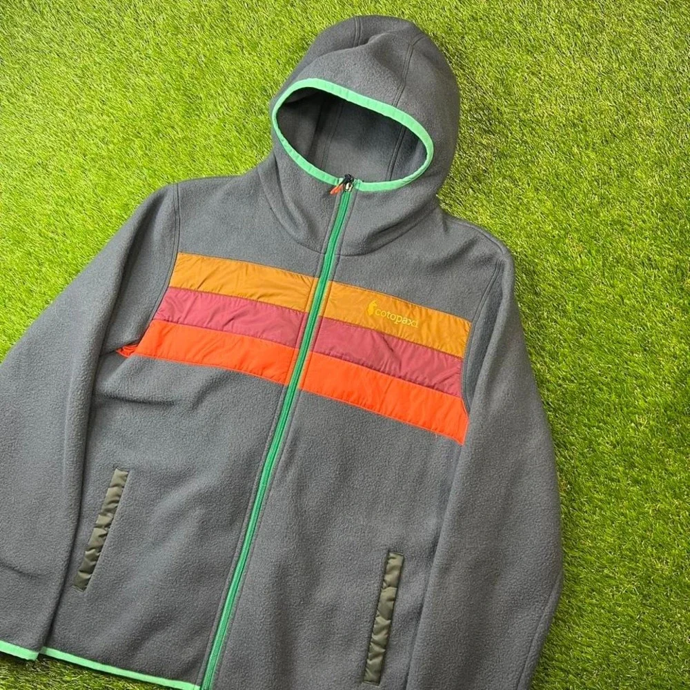 Cotopaxi Teca Fleece Hooded Jacket Women's XL Stripe Full Zip Pink Orange Hiking - Picture 1 of 7